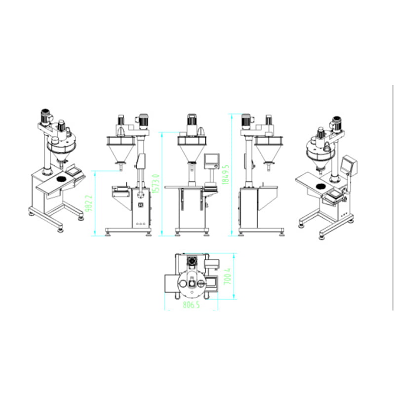 MPB-10 puoliautomaattinen modulaarinen ruostumattomasta teräksestä valmistettu jauhepakkauskone